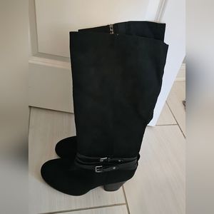 NWOT Black knee high boots with buckles wide width calf (size 12WW)